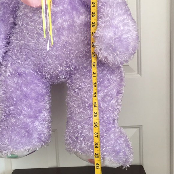 Huge Lavender Bunny Stuffed Animal Floppy Ears White Tail Pink Neck Bow - Picture 8 of 12